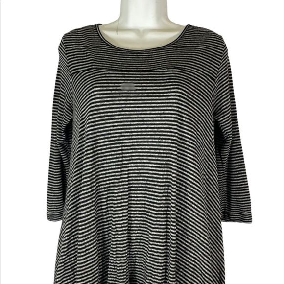 Anthropologie Postmark XS Top Black White Stripe Long Sleeve High Low‎ Stretchy - Picture 2 of 7